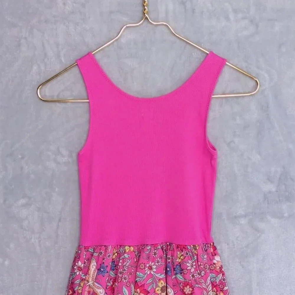 GAP KIDS Girls Pink Floral Azalea Sleeveless Tank Dress Size XL/12 Cotton Lined